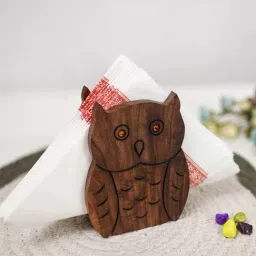 Unravel India Brown Sheesham Wood Tissue Holder - Set of 1-48