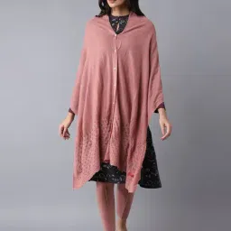W Pink Self Pattern Poncho-image-90