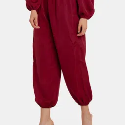 Zink London Maroon Comfort Fit Joggers-image-65