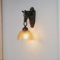 Fos Lighting Medieval Stallion Brown & Transparent Aluminium Wall Light With Glass Shade - Set of 1-image-57