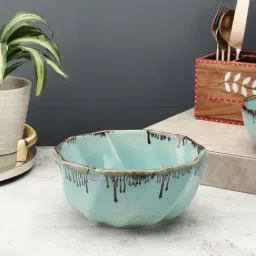 VarEesha Tranquil Sage Green Ceramic Serving Bowl (1 L)-26