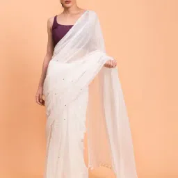 Suta White Cotton Embellished Saree Without Blouse-picture-14