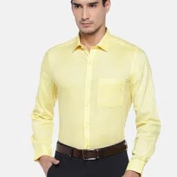 Turtle Light Yellow Slim Fit Cotton Shirt-image-26