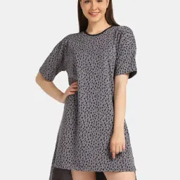 Da Intimo Grey Printed Night T-Shirt Dress-picture-22