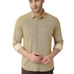 Basics Yellow Slim Fit Printed Shirt-image-75