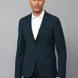 Men Blue Slim Fit Check Formal Blazer-image-45