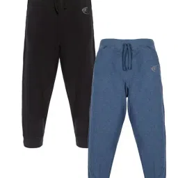 Kiddopanti Kids Blue & Black Solid Trackpants (Pack Of 2)-11