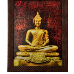 eCraftIndia Multicoloured Spiritual Buddha Satin Framed Wall Art-image-40
