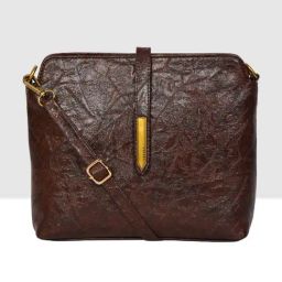 Esbeda Brown Textured Medium Sling Handbag-32