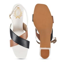Shoetopia Cross Strap Colourblocked Block Heels With Backstrap image 5