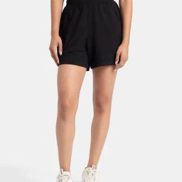Jockey A157 Women's Super Combed Cotton Rich Straight Fit Shorts with Side Pockets-image-99