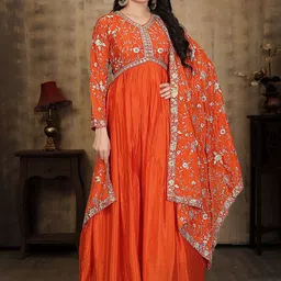 Miss Ethnik Embroidered Gown Ethnic Dresses With Dupatta-image-44