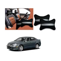 Auto Pearl Black Silver Strip Car Neck Cushion/Neck Pillow Compatible with Volkswagen Jetta Type 1-24