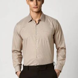 Van Heusen Beige Slim Fit Checks Shirt-image-44