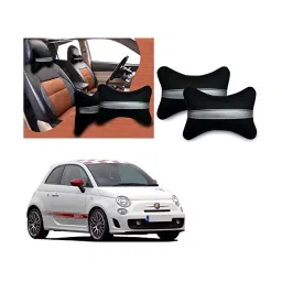 Auto Pearl Black Silver Strip Car Neck Cushion/Neck Pillow Compatible with Fiat 500 Abarth-23