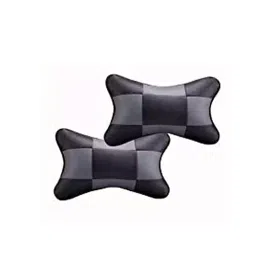 Auto Pearl Black Grey Chess Designer Car Neck Cushion/Neck Pillow Compatible with KWID Climber-picture-1