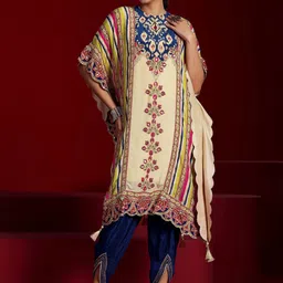 Libas Art Floral Embroidered Mirror Work Kurta with Dhoti Pants-image-16