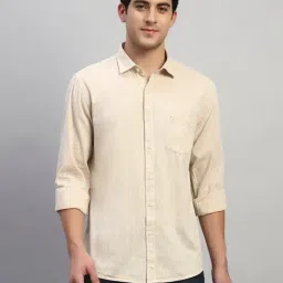 Cantabil Beige Regular Fit Solid Casual Shirt-picture-45