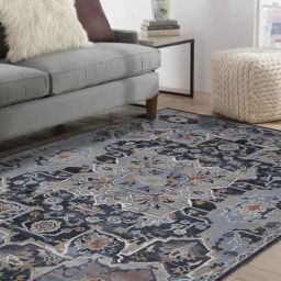 Obsessions Navy Anti-Static Machine Made Courtyard Neo Classical Carpet - Medium-picture-41