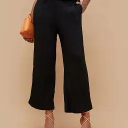 Fame Forever by Lifestyle Black Self Pattern Flared Pants-picture-39