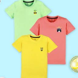 Kiddopanti Boys Multi Cotton Half Sleeves Printed Tee Pack of 3-image-53