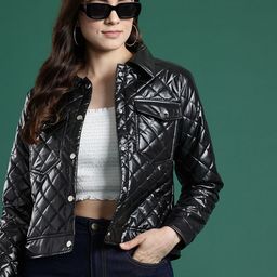 DressBerry Faux Leather Quilted Jacket-43
