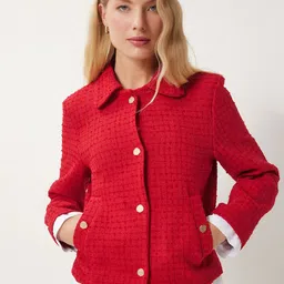 Happiness istanbul Women Checked Crop Tailored Jacket-image-75