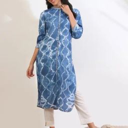 Aurelia Blue Geometric Kurta-image-37