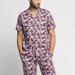 SHOWOFF Maroon Loose Fit Printed Co-Ord Set-image-33