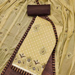 DIVASTRI Floral Embroidered Embellished Cotton Silk Unstitched Dress Material-image-78