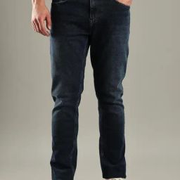 TOMMY HILFIGER Blue Cotton Regular Fit Solid Jeans-image-5