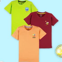 Kiddopanti Boys Multi Cotton Half Sleeves Printed Tee Pack of 3-25