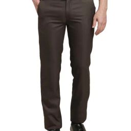 Turtle Dark Brown Slim Fit Dobby Trousers-image-97
