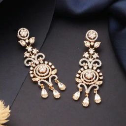 Saraf RS Jewellery Statement Gold Toned AD Zircon Studded Designer Dangler Earring-image-34