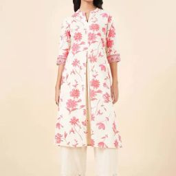 Rangmanch by Pantaloons Pink Cotton Printed A Line Kurta-picture-15