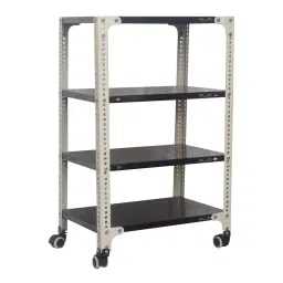 Menage 40x23x15 Inch 4 Shelf Metal Black and Ivory Slotted Angle Rack-image-60
