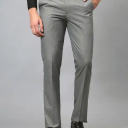 Cantabil Dark Grey Regular Fit Flat Front Trousers-image-87