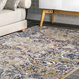 Obsessions Light Grey Anti-Static Machine Made Faded Floral Vintage Carpet - Medium-image-76