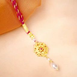 GIVA 925 Sterling Silver Golden Floret Mandala Lumba Rakhi-picture-5