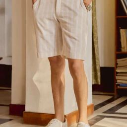 Andamen Beige Regular Stripes Shorts-picture-15
