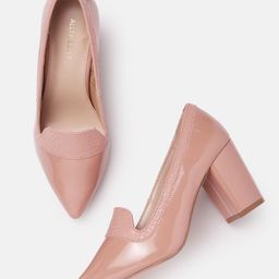 Allen Solly Women Textured Detail Block Heel Pumps-6