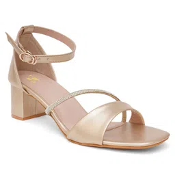 ZENVO Embellished Open Toe Mid-Top Block Heels image 2