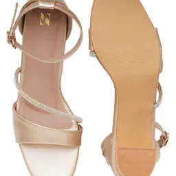 ZENVO Embellished Open Toe Mid-Top Block Heels image 4