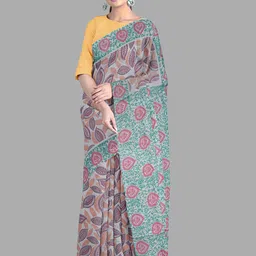 The Chennai Silks Floral Printed Pure Cotton Sungudi Saree-picture-32