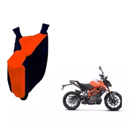 Auto Pearl Waterproof Two Wheeler Cover For KTM 125 Duke (Orange & Blue)-image-37