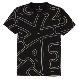 Status Quo Boys Typography Printed Raw Edge T-shirt-image-85