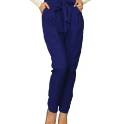 Miss Chase Cobalt Blue Relaxed Fit High Rise Pants-picture-15