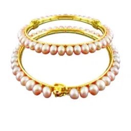 Sri Jagdamba Pearls Golden Alloy Round Bangles-11