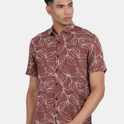Blu MNKY Men Smart Slim Fit Floral Printed Spread Collar Casual Shirt-image-71