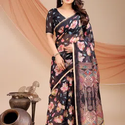 Dori Floral Printed Chanderi Saree-picture-18